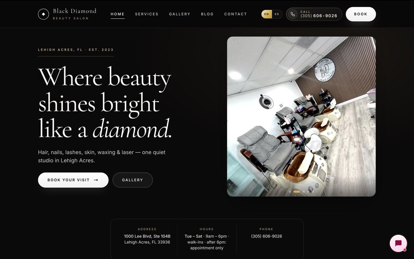 Black Diamond Beauty Salon website