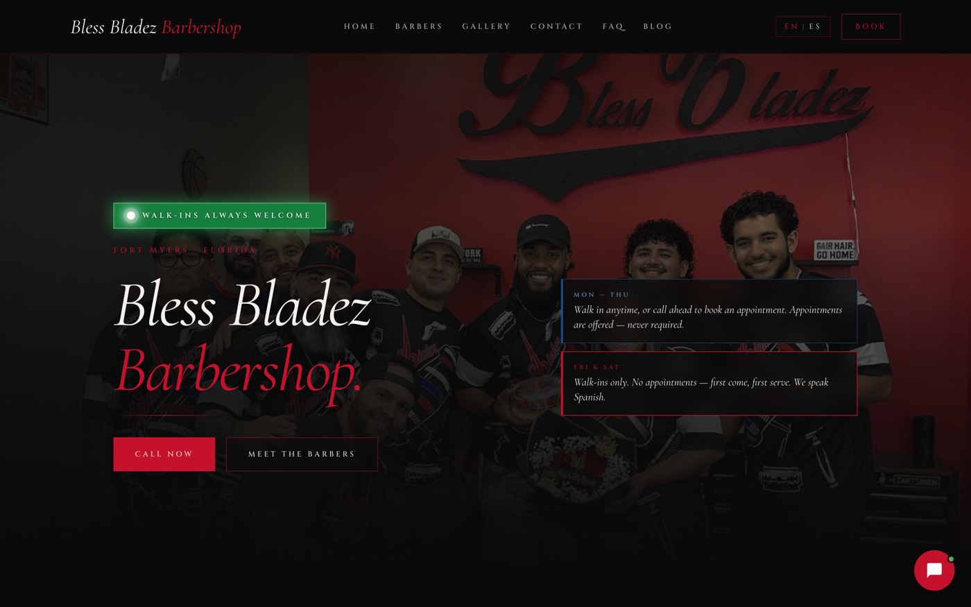 Bless Bladez Barbershop website